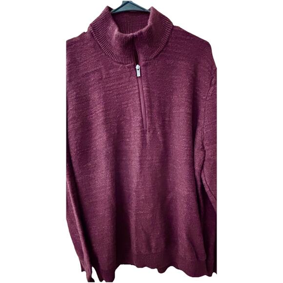 L L Brean Men 1/4 Zip Sweater 100% Organic Cotton Burgandy Sz XL Preppy Academia - Picture 3 of 5